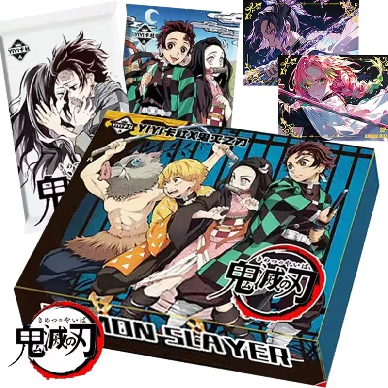 Demon Slayer YIYI Card Collection Box Tanjiro Nezuko Zenitsu Inosuke Anime Trading Cards Booster Pack Hobby Collectible Toy Gift