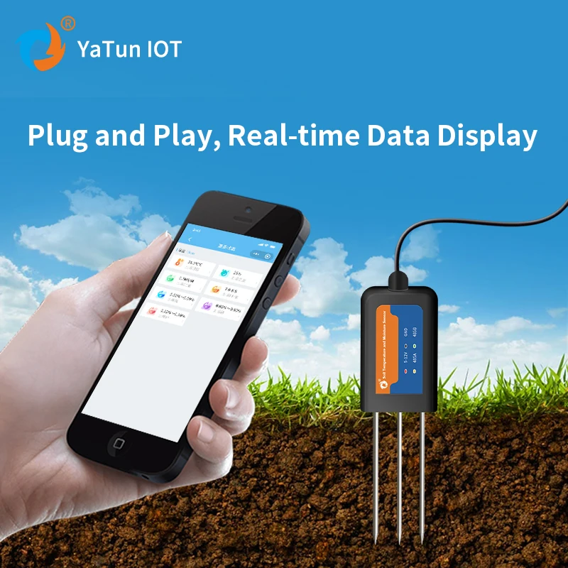 IOT 4G Agricoltura Terreno Digitale Npk Ec Ph Impianto Igrometro Sonda di Umidità Misuratore Sensore Collegamento Telefoni Cellulari Tester del Suolo 5 in 1
