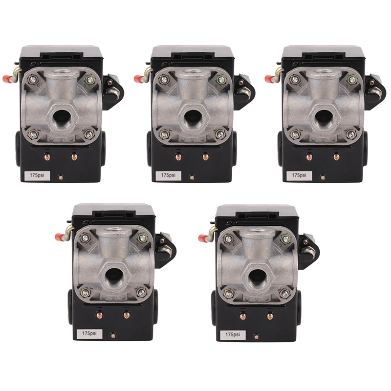 

5X Pressure Switch Control Air Compressor 140-175 PSI 4 Port Heavy Duty 26 AMP Black