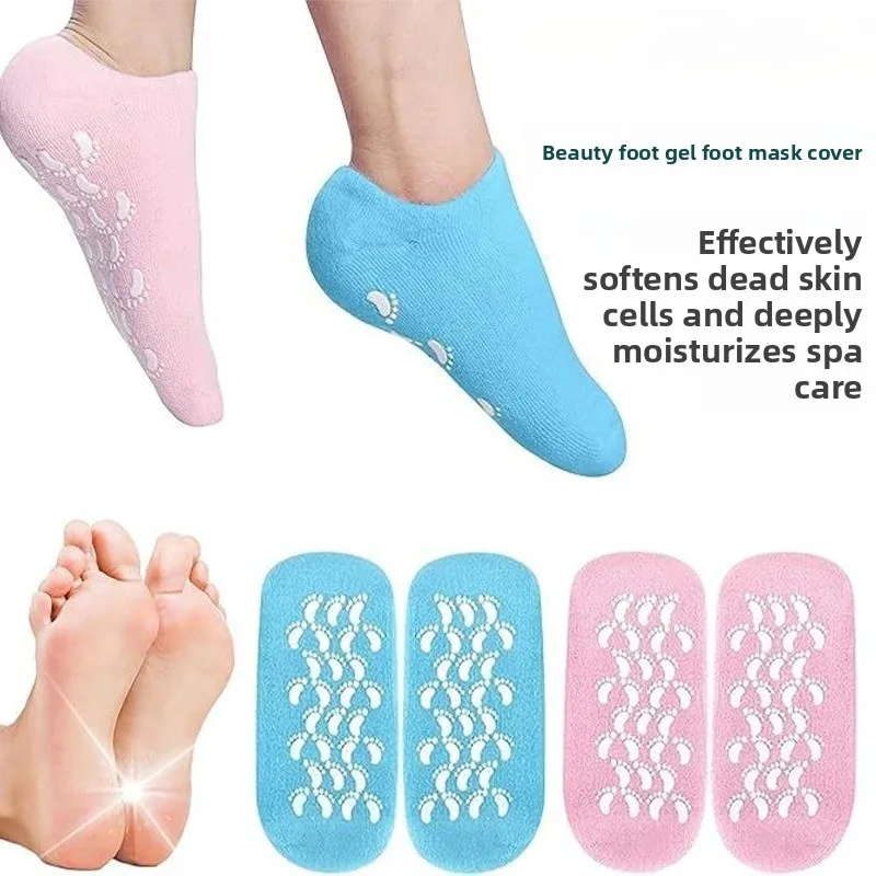 SPA Gel Foot Mask Socks Moisturizing Essential Oil Foot Care Sleeves Multi‑Color Reusable Gel Socks for Dry Cracked Feet Skin