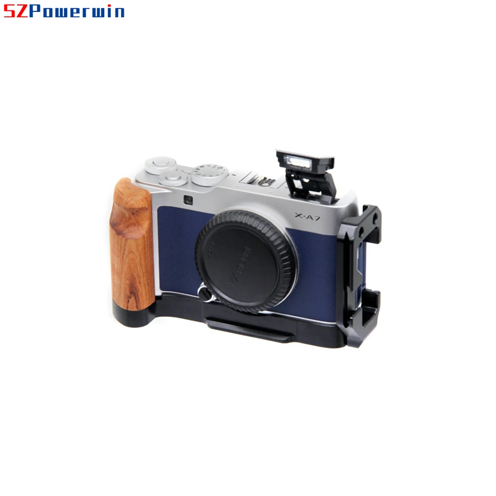 For Fujifilm X-A7 Quick Release L Plate XA7 Wooden Handgrid Bracket with Hotshoe Shoe Mount Aviation Aluminum Alloy