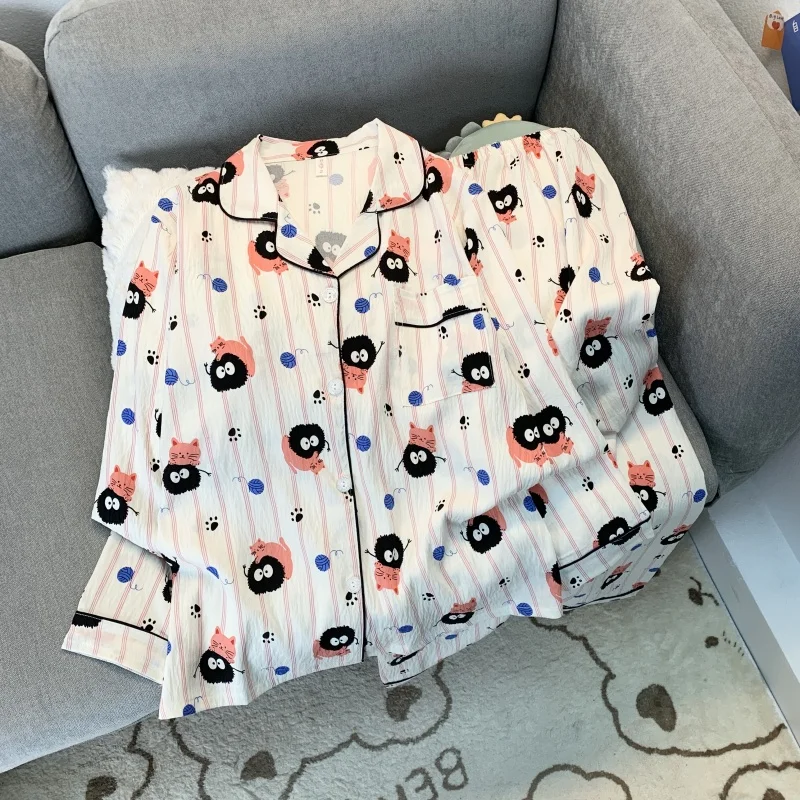 

202, весенний новый модный женский пижамный комплект с героями мультфильмов, забавная милая одежда для сна с принтом, женская повседневная пижама в корейском стиле Y2K