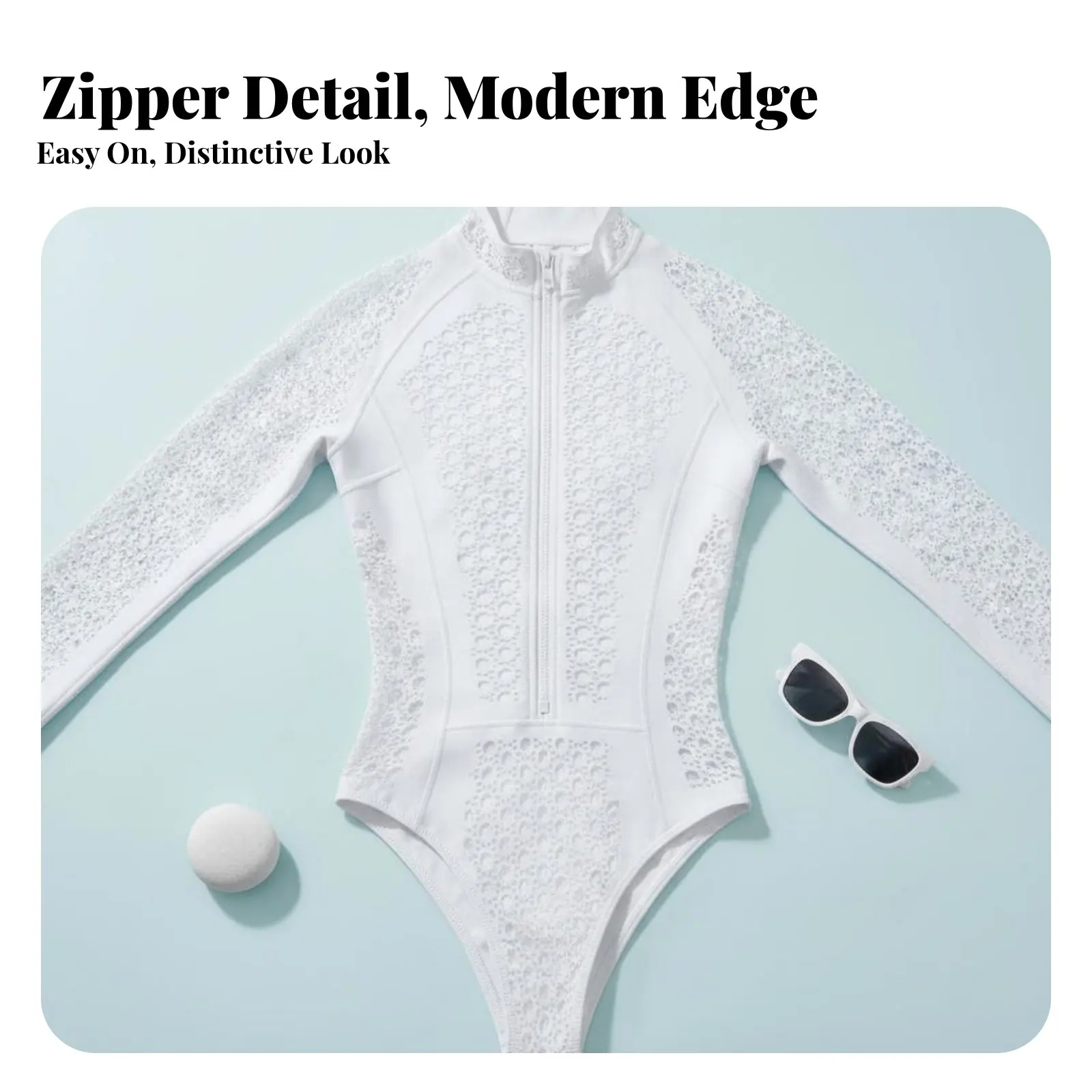 

Женский слитный купальник с длинным рукавом на молнии спереди, быстросохнущий, для серфинга, из дышащего материала, с белой сеткой