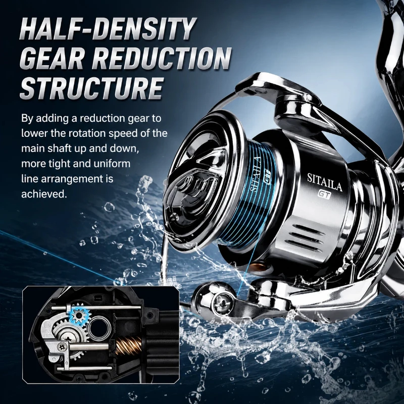 XIWALI SITAILA GT Spinning Reel 6+1BB 5.2:1 Waterproof Sealed Dual Guide Rod Integrated Guide No Anti-reverse Switch Long Cast