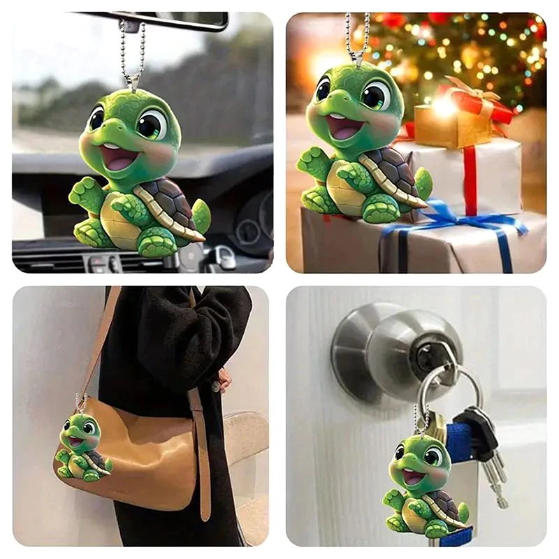 Cute Tortoise Rearview Mirrors Pendant Car Hanging Ornaments Car Decoration Accessories Gifts