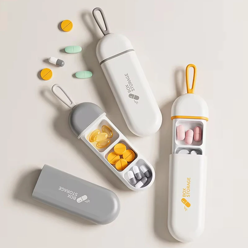Pill Box Splitters Travel Pill Box Tiny Box Easy to Carry Portable Colorful 3 Spaces Medicine Case Health Care Container Case