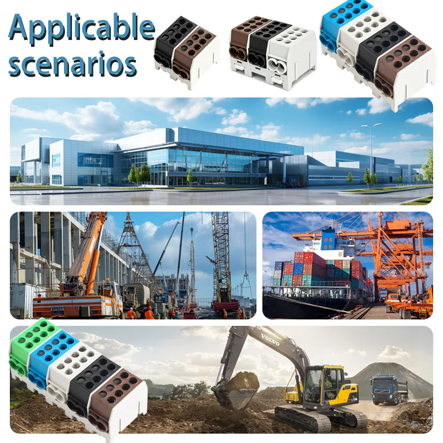 JINH Din Rail Distribution Terminal Block 1-In Multi-Out Spliceable Brass Wire Connector Power Distribution for 1.5-25mm²