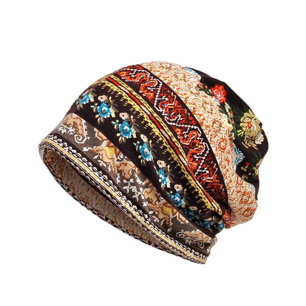 Retro Ethnic Winter Men Women Thick Beanie Hat Vantage Knitted Hat Male Outdoor Riding Cycle Hat Balaclava Mask Bonnet Hats Set