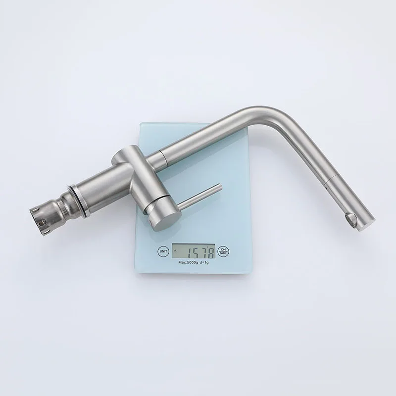 

Никель 304, смеситель для кухонной мойки из нержавеющей стали, одно отверстие, одна ручка, вращающийся кран для мойки горячей и холодной воды