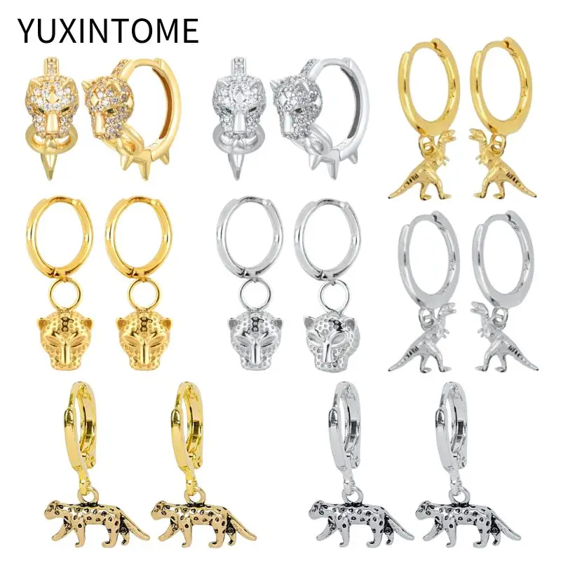 

925 Sterling Silver Ear Needle Fashion Animal Pendant Earrings Exquisite Zircon Hoop Earrings for Women Fine Jewelry Gifts