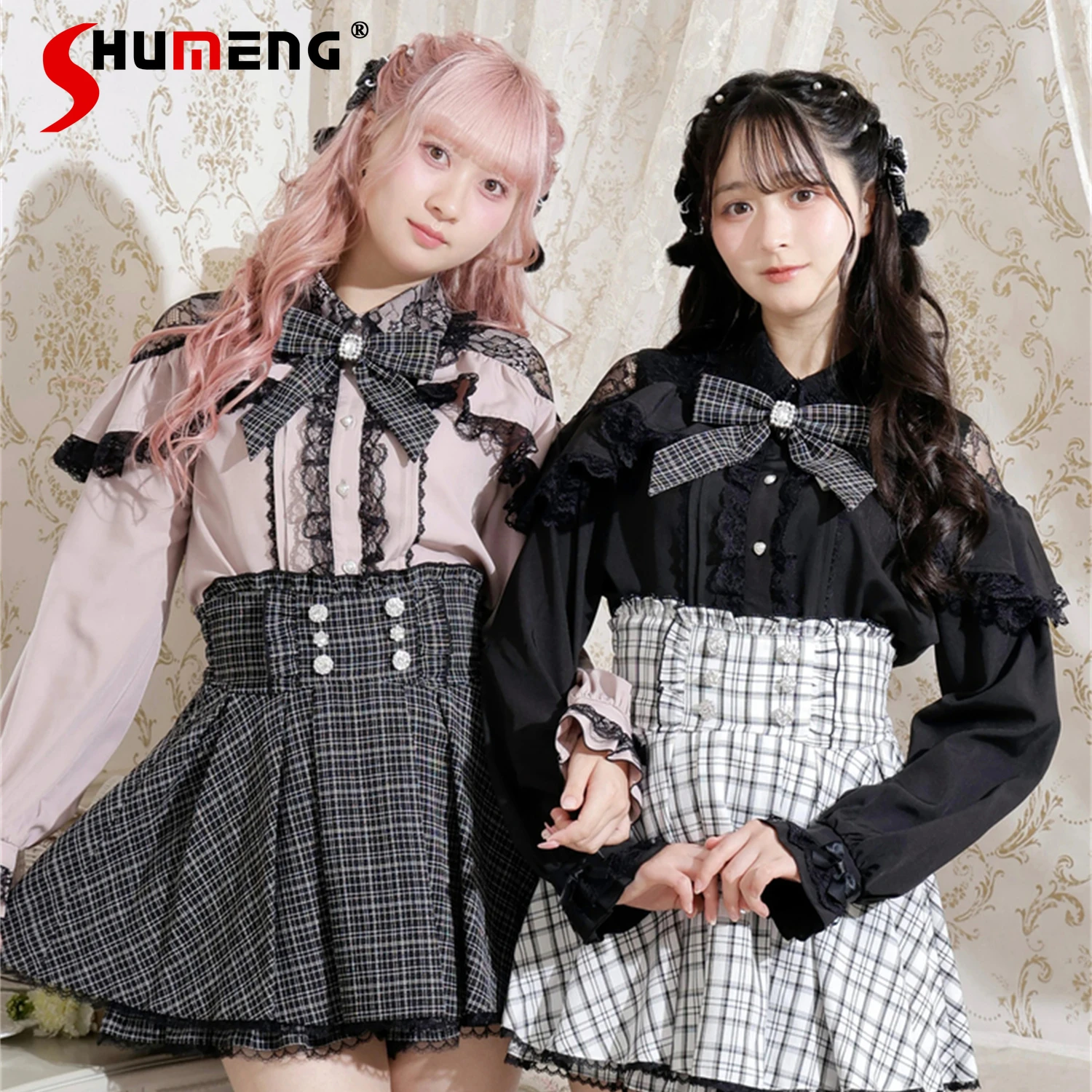 

Japanese Style Mine Mass-produced Lolita Sweet Long Sleeve Shirt Autumn 2025 Women's Cute Big Bow Slim Fit Elegant Blouses Tops