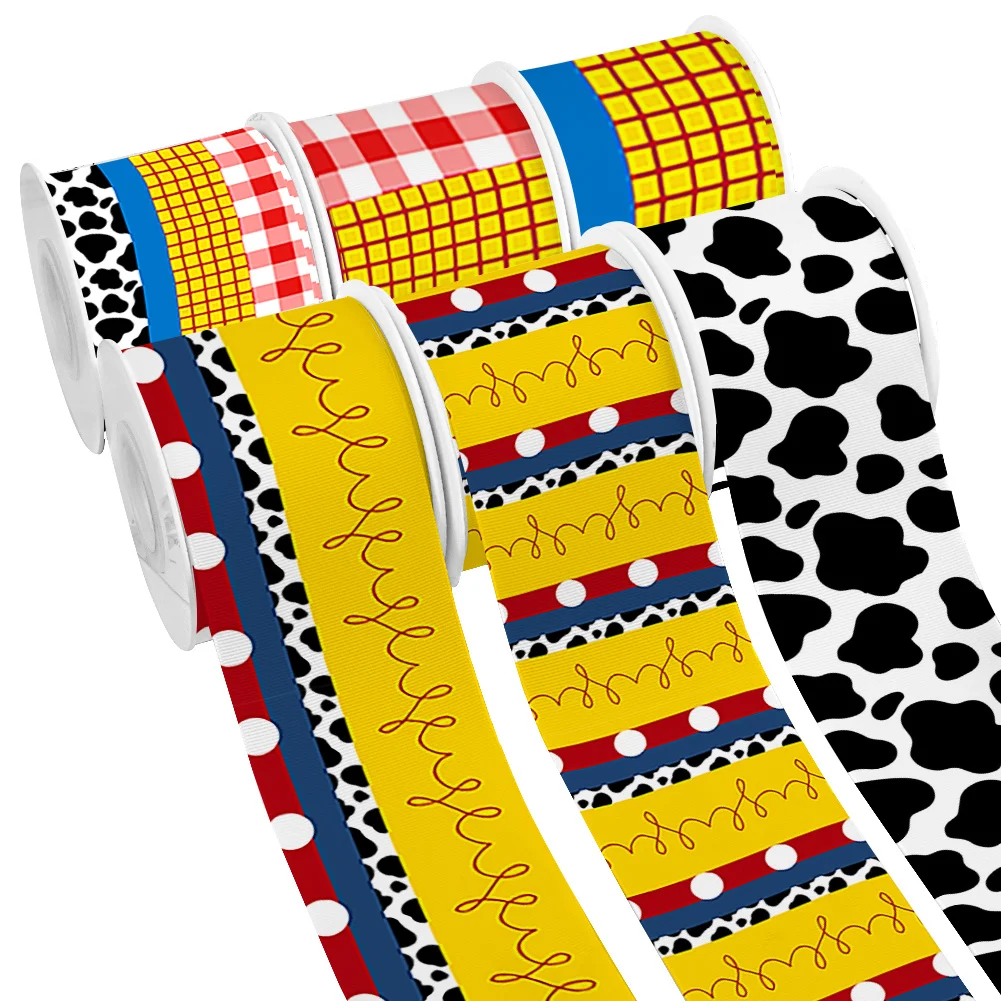 Element 5yards Printed Cartoon Toy Grosgrain Ribbon for Cheer Bows DIY Girl Headwear Hair Bows Satin Ribbon