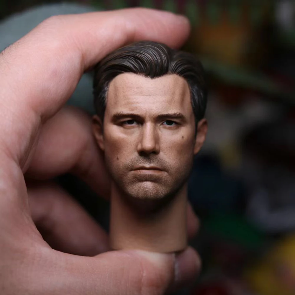 ELEVEN 1/6 Bat Hero Ben Affleck Head Sculpt with Extra Collar Head Carving Model Fit 12'' Male Soldier Action Figure Body