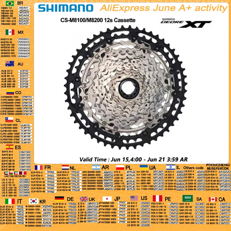 Shimano deore xt CS-M8100 m8200 cassete 9-45t/10-45t/10-51t 12 velocidades para mountain bike peça de bicicleta mtb cassete original