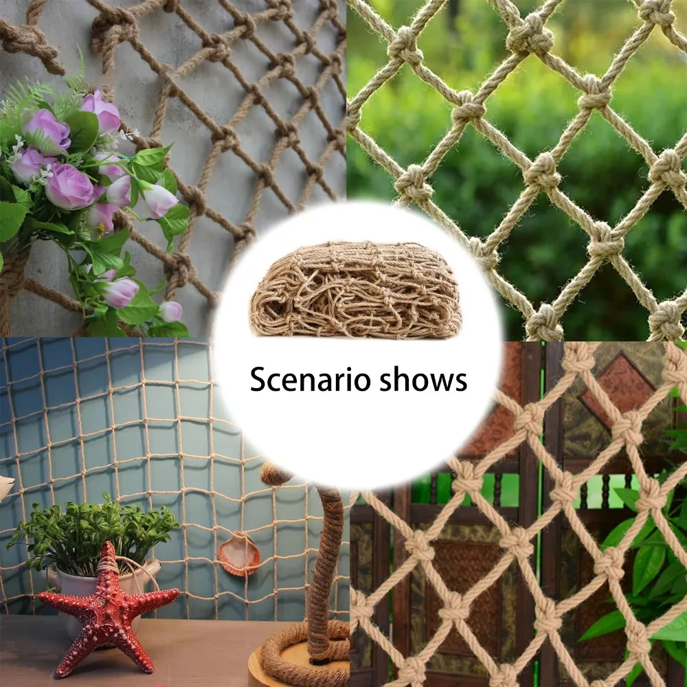 

Hemp Rope Climbing Net Garden Balcony DIY Craft Child Safety Net Ceiling Mesh Nature Jute Rope Stair Protection Fence