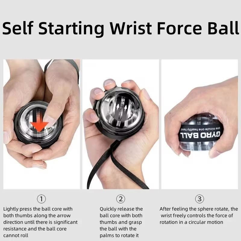 LED Gyroscopic Power Wrist Ball Self-starting Gyro Ball Gyroball Arm Hand Muscle Force Trainer Exercise Strengthener