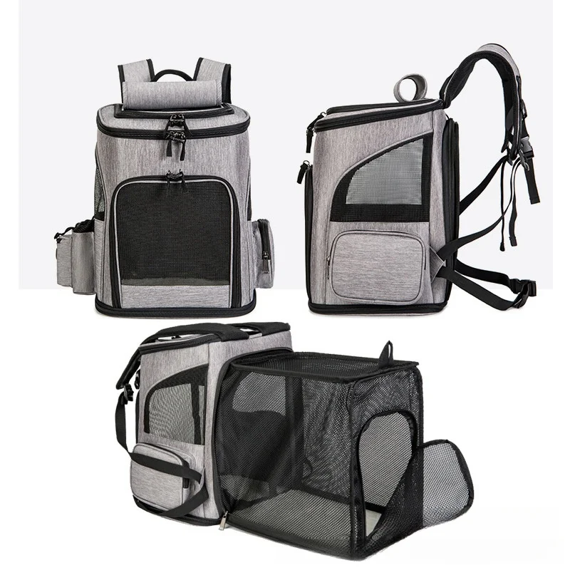 Expandable Pet Backpack Dog Cat Carrier  for Hiking Travel Camping Outdoor Breathable  Backpack Poop bags dog Cat carrier bag