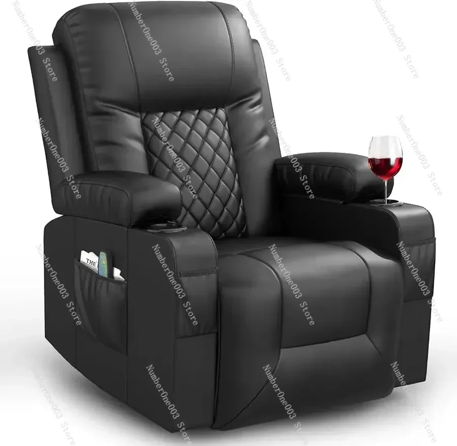 Recliner Chairs for Adults, Massage Rocker with Heated Modern Ergonomic Lounge 360 Degree Swivel Single Sofa Seat Livin