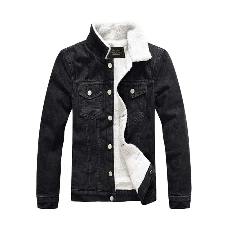 

Winter Denim Jacket Men Winter Black Male Fleece Jacket Fashion Men Jacket Leisure warm coat 6XL