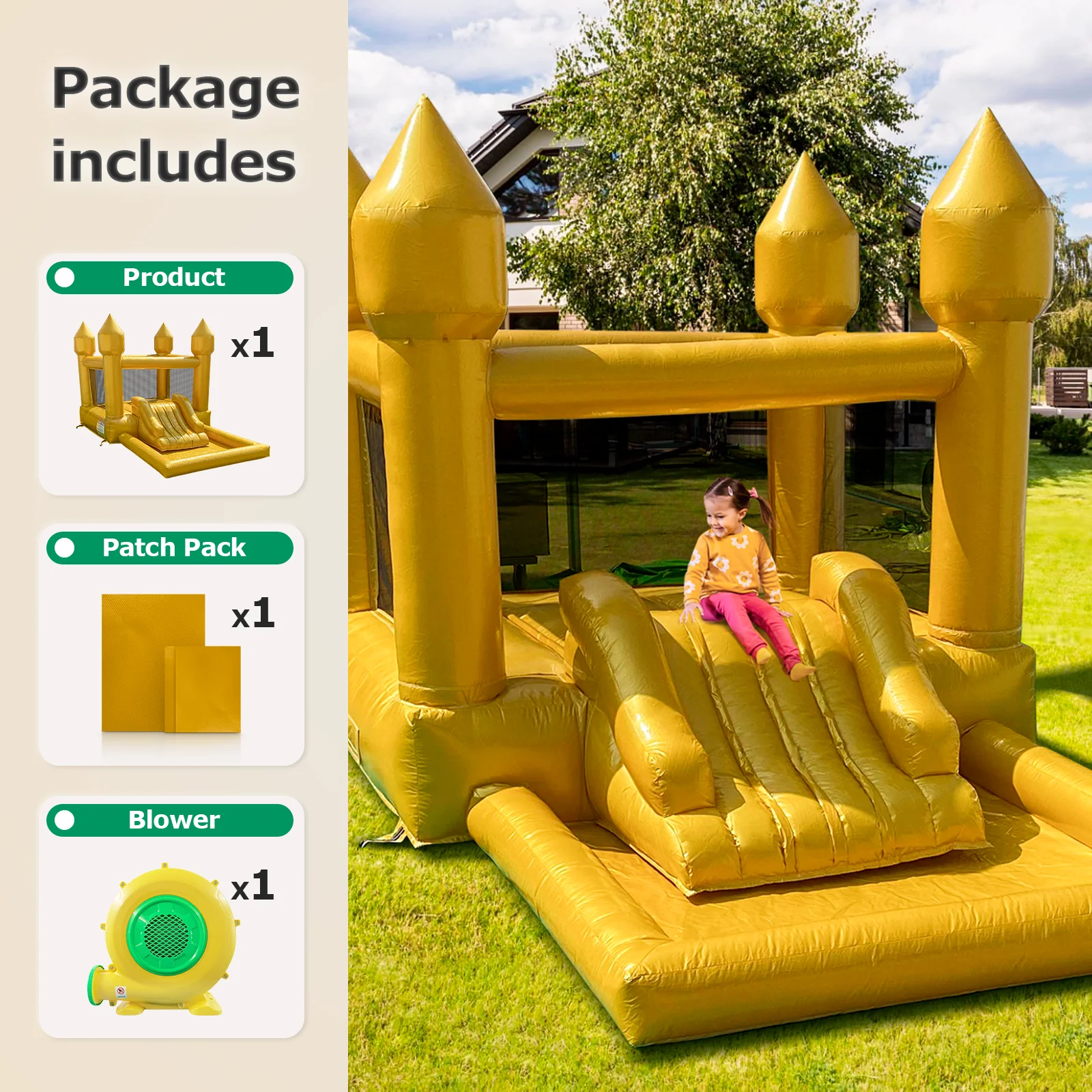 Kommerzielle aufblasbare weiße Hüpfburg im neuen Design mit Rutsche Hüpfburg/Goldsprunghaus/Anpassung Hüpfburg für Hochzeit