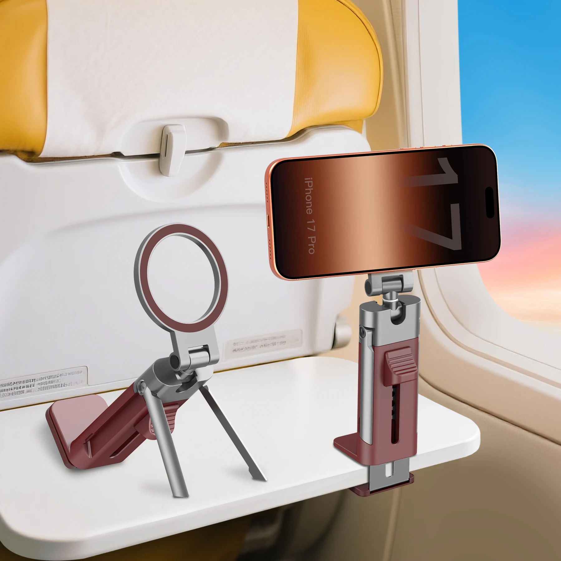 

Airplane Phone Holder Mount,360° Adjustable Hands-Free Mount,Handsfree Airport Mount Long Flight Must Haves for Woman Man Fits i