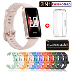 Silicone Watchbands For Huawei Band 9 Strap Replacement Strap For Huawei Band 8 Correa Bracelet Screen Protector Accessories