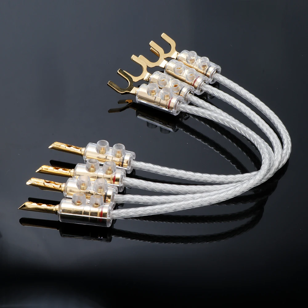 4 Stück OCC Versilberte Verbindungskabel Audiokabel Bananenstecker Y-Stecker Lautsprecher-Brückenkabel OCC Verstärker-CD-Verbindungskabel – Detail 5