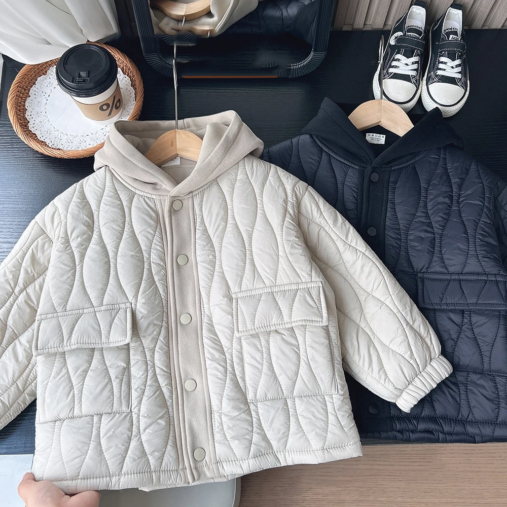 

Детские парки для мальчиков от 2 до 10 лет, новая зимняя ветрозащитная толстая теплая стеганая куртка с капюшоном для маленьких мальчиков, однотонная детская верхняя одежда для маленьких мальчиков, пальто