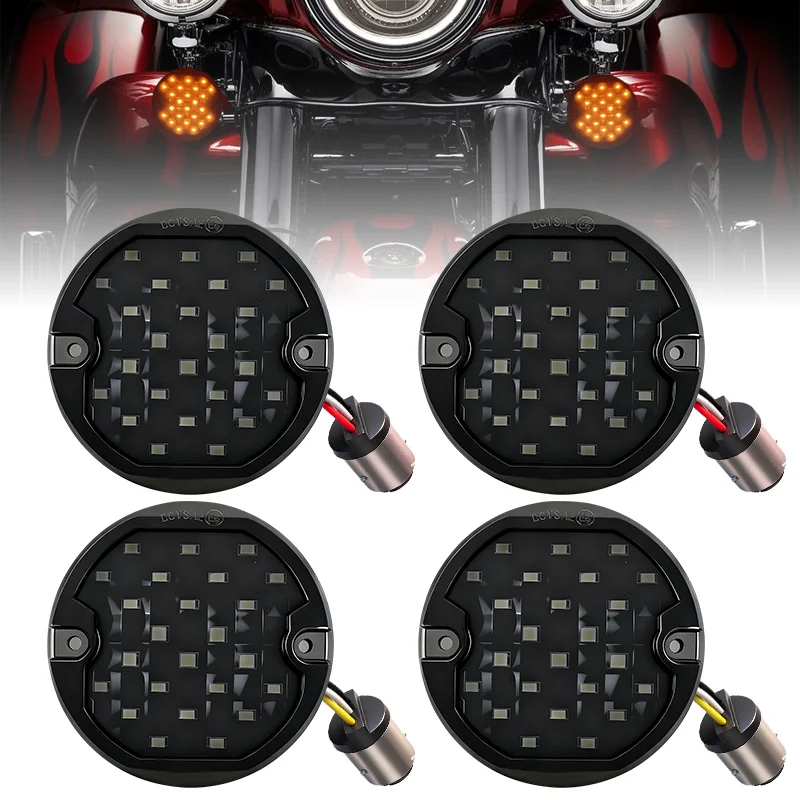 3 1/4 Inch LED 1157 Front/Rear Turn Signals Smoked Lens Brake Running Light For Road King Electra Glide Ultra Classic