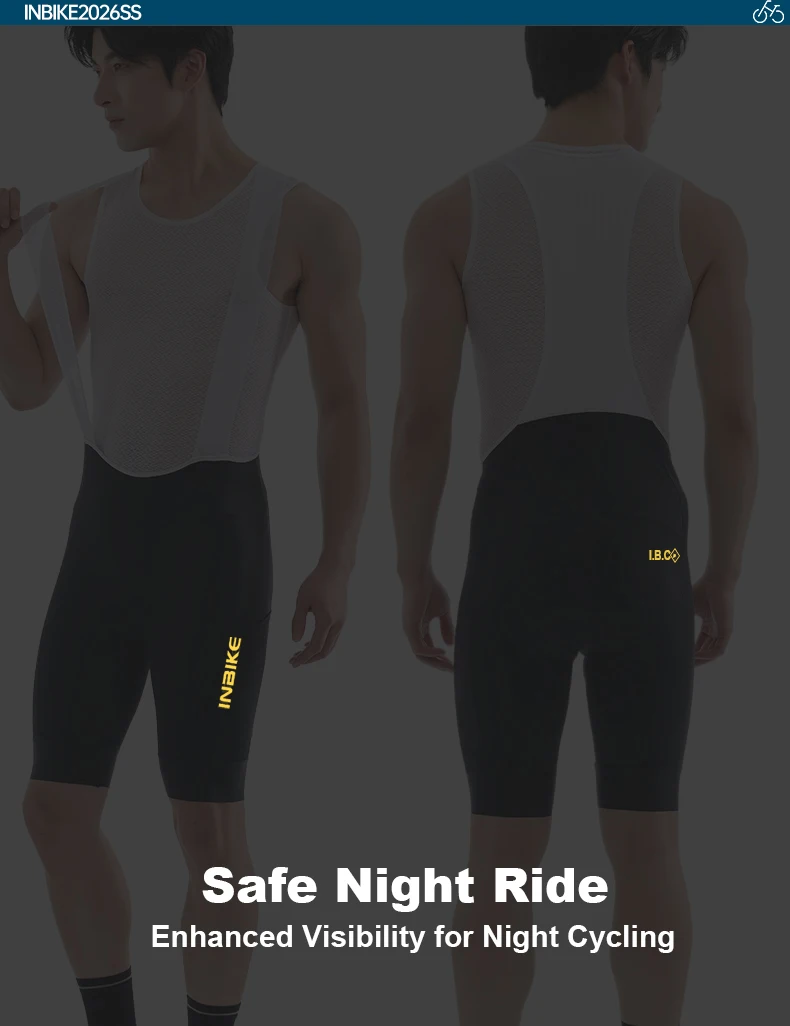 INBIKE Herren-Radtrikot-Shorts mit Polsterung, Sommer-Stoßdämpfende Atmungsaktive Schnelltrocknende Radsport-Trägerhose, MTB-Fahrradhose – Detail 8