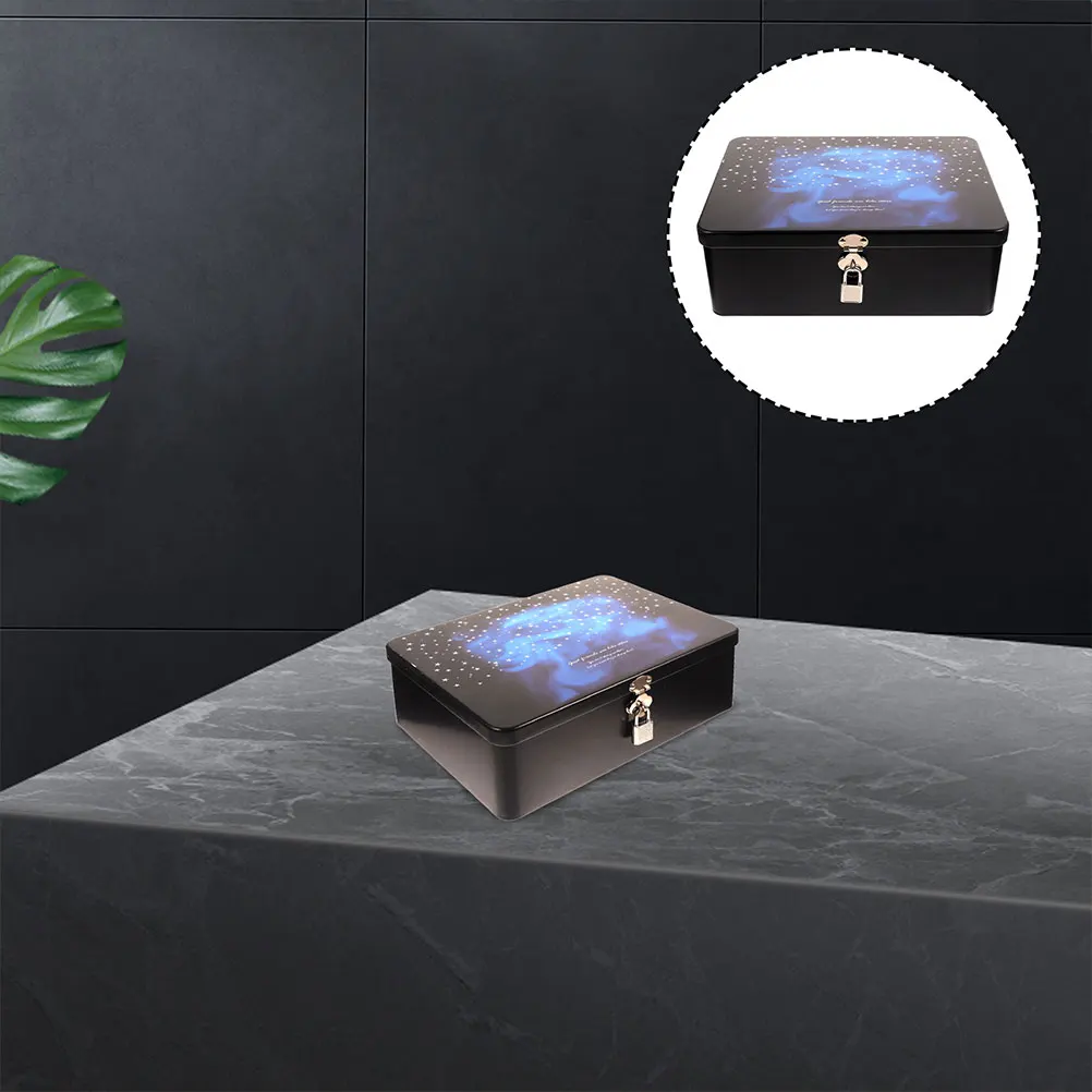 

Treasure Chest Lock Tin Box Jewelry Storage Organizer Key Display Case for Birthday Christmas Gift Durable for Coins