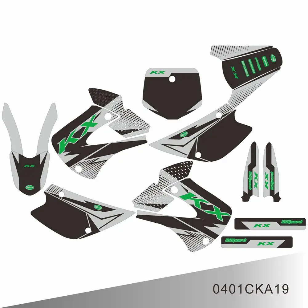 For KAWASAKI KX 85 KX85 KX100 KX 100 2001-2013 Full Graphics Decals Stickers Motorcycle Background Custom Number Name