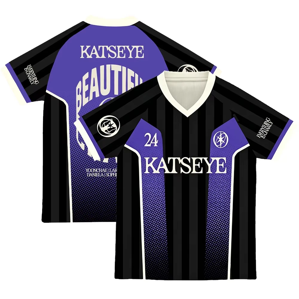 Katseye # 24 Jersey Y2K Dark Goth Kpop Streetwear Casual Sports Daily Fashionable T-shirt Suitable for Both Men and Women