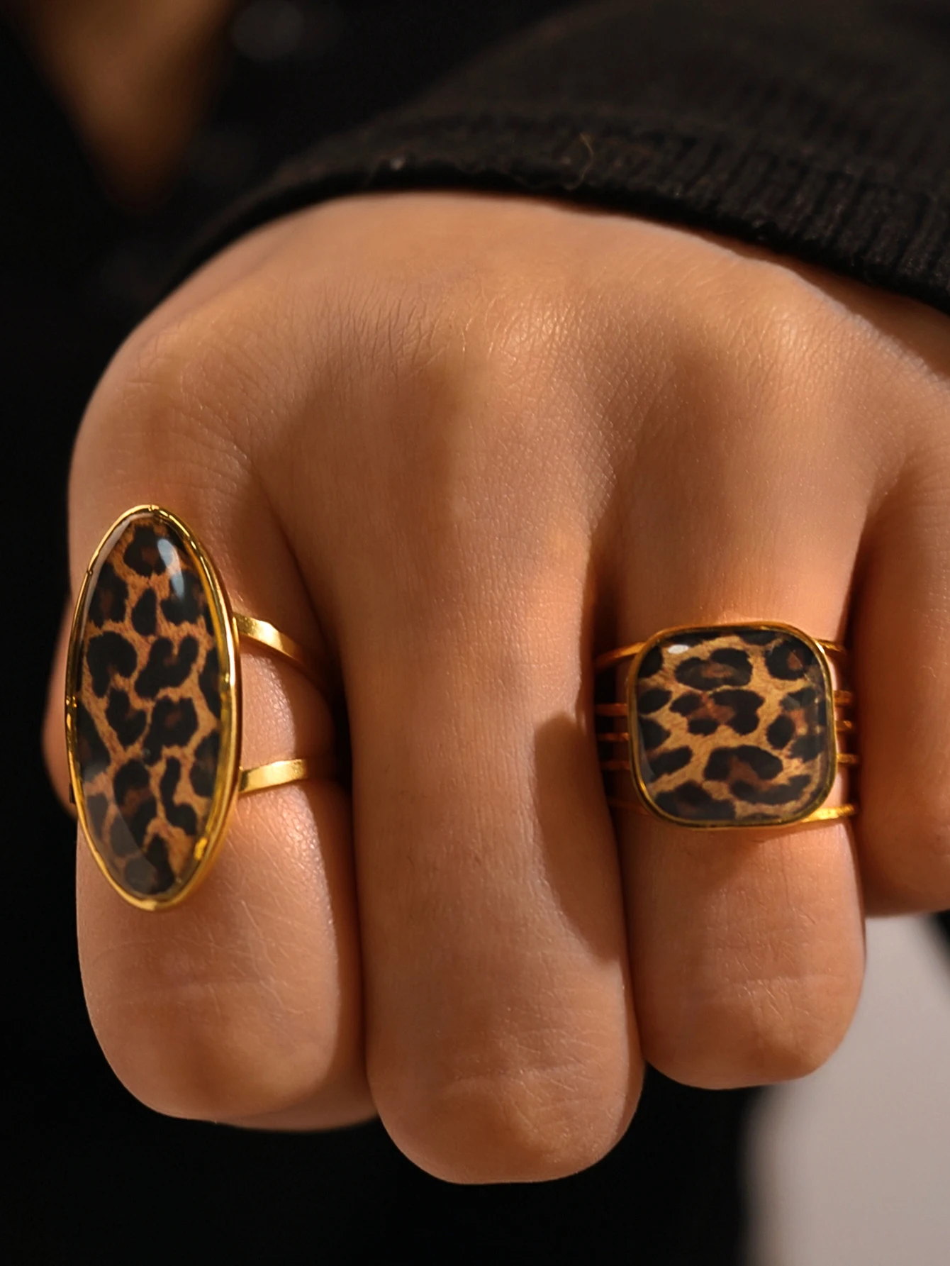 Minimalistische 18K PVD vergulde 304 roestvrijstalen ringen dikke sieraden hoge kwaliteit charme stijlvolle Boho Leopard gouden sieraden