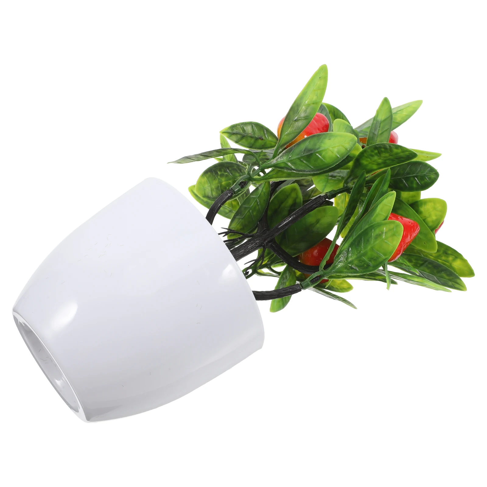 

Simulated Strawberry Artificial Fruit Tree Home Decor Potted PVC Centerpiece Realistic Appearance Lifelike Bonsai Plant