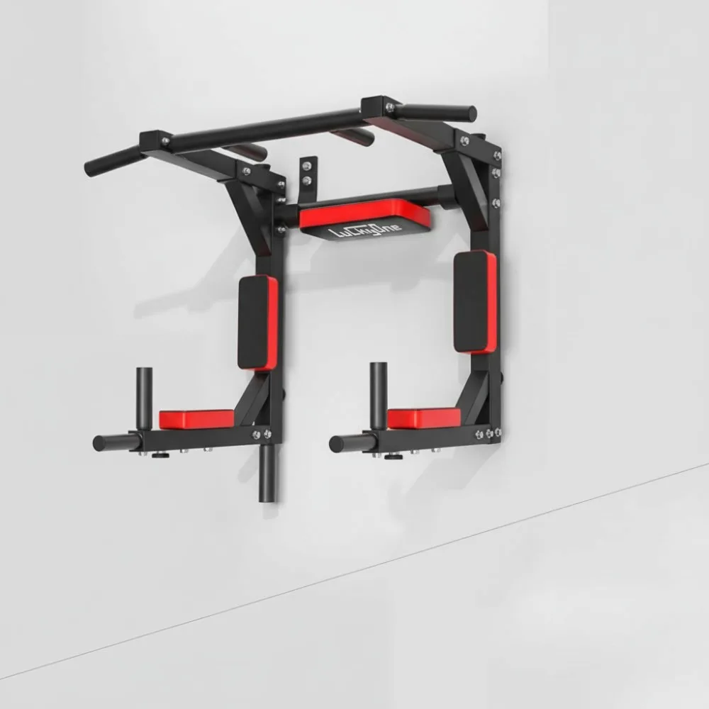

Heavy Duty Wall Mounted Pull Up Bar, Multifunctional Steel Chin Up Dip Station for Home Gym Workout