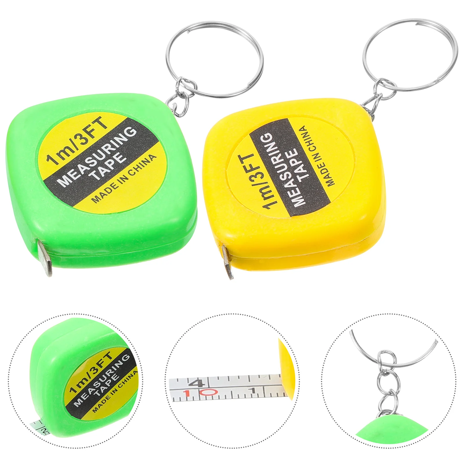 12 PCS Mini Tape Measure Portable Tool Keychain Toy Measuring Automatic Adhesive