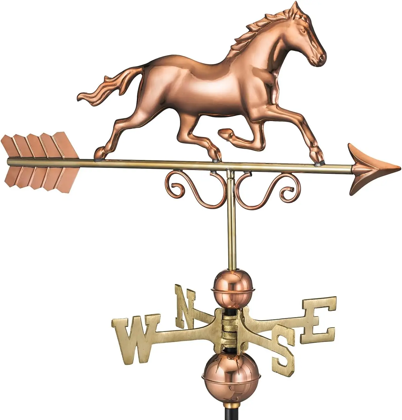 Copper Galloping Horse Weathervane Handcrafted Rooftop Sculpture Barn Home Shed Cupola Accent