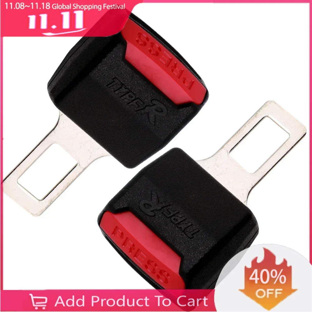 2Pcs Car Seat Belt Clip Extender Safety Seatbelt Lock Buckle Plug Thick Insert Socket Extender Safety Buckle Car Accessories