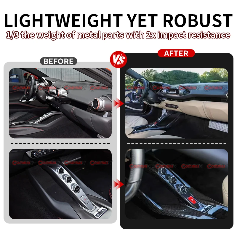 For Ferrari 812 Car Center Console Button Cover Dry Carbon Fiber Interior Replacement Decoration Accessories