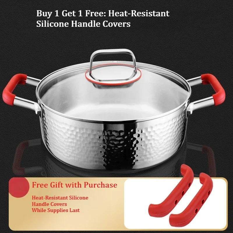 316 Stainless Steel Soup Pot – Large Capacity Non-Stick Thickened Stockpot for Induction & Gas Stove, Stew, Hot Pot