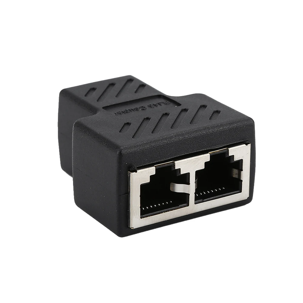 1Pcs 1 To 2 Way LAN RJ45 Extender Splitter Ethernet Adapter For Internet Cable Connection 1 Input 2 Output Adapter High Quality