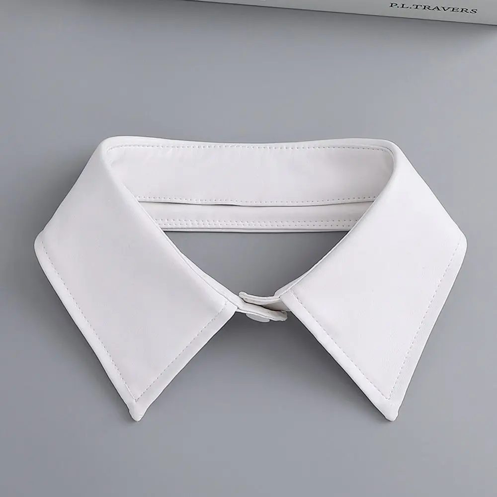 PU Fake Collar Vintage Detachable Shirt Collar for Women Blouse Sweater False Collar Lapel Top Neck Shoulder Wraps Tie 넥타이