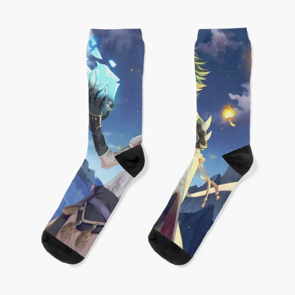 

Xiao Genshin Socks floral retro Climbing Socks For Men Women's