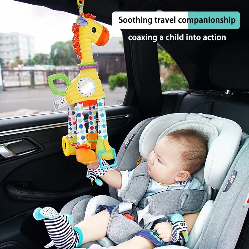 Bebê sensorial pendurado chocalhos brinquedo veículo-montado girafa carrinho de brinquedo suspender animal chocalho brinquedos educação precoce brinquedos presentes