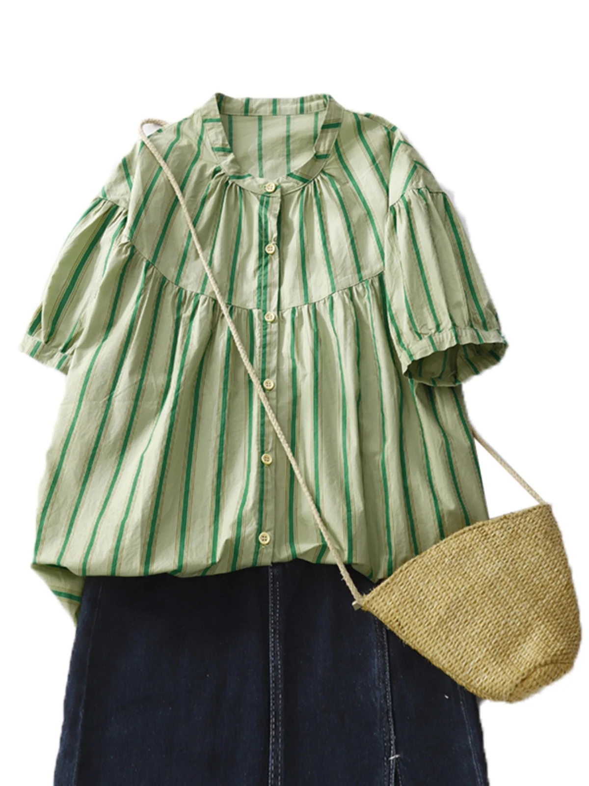 العلامة التجارية الجديدة اليابانية Sle مخطط دمية irt ort Sve الوقوف طوق التخسيس المرأة الأعلى خمر تخفيف Sle فضفاضة تناسب #4