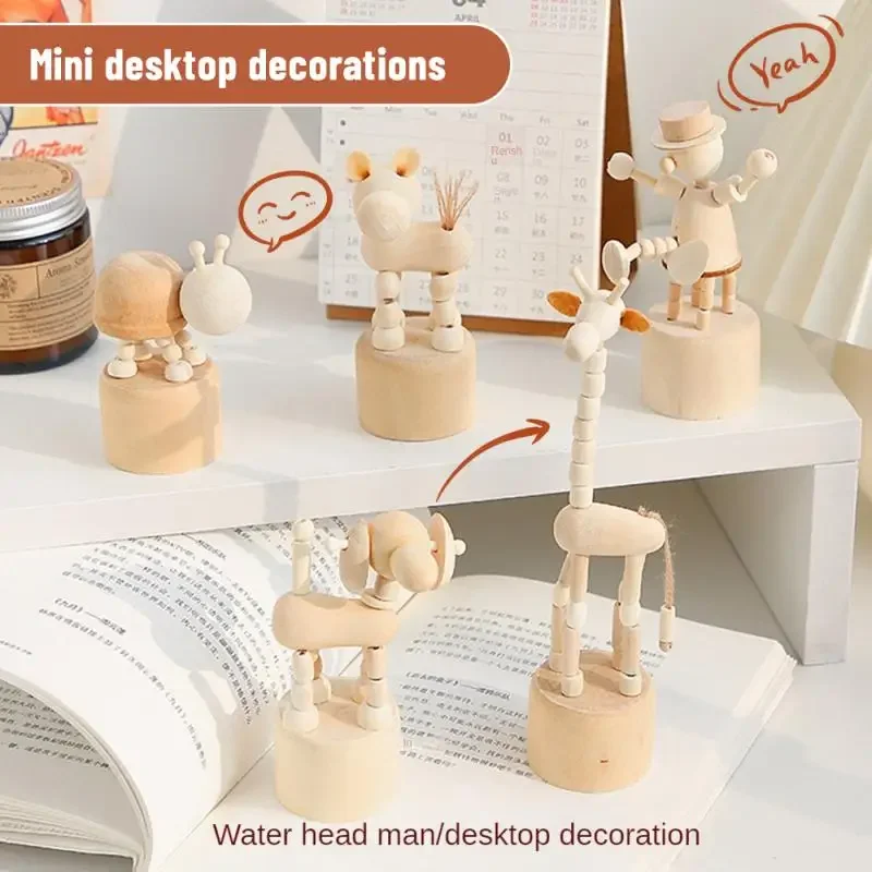 Wooden Small Animals Mini Tabletop Ornaments Creative Lovely Student Children Educational Toys Nordic Style Bedroom Decoration