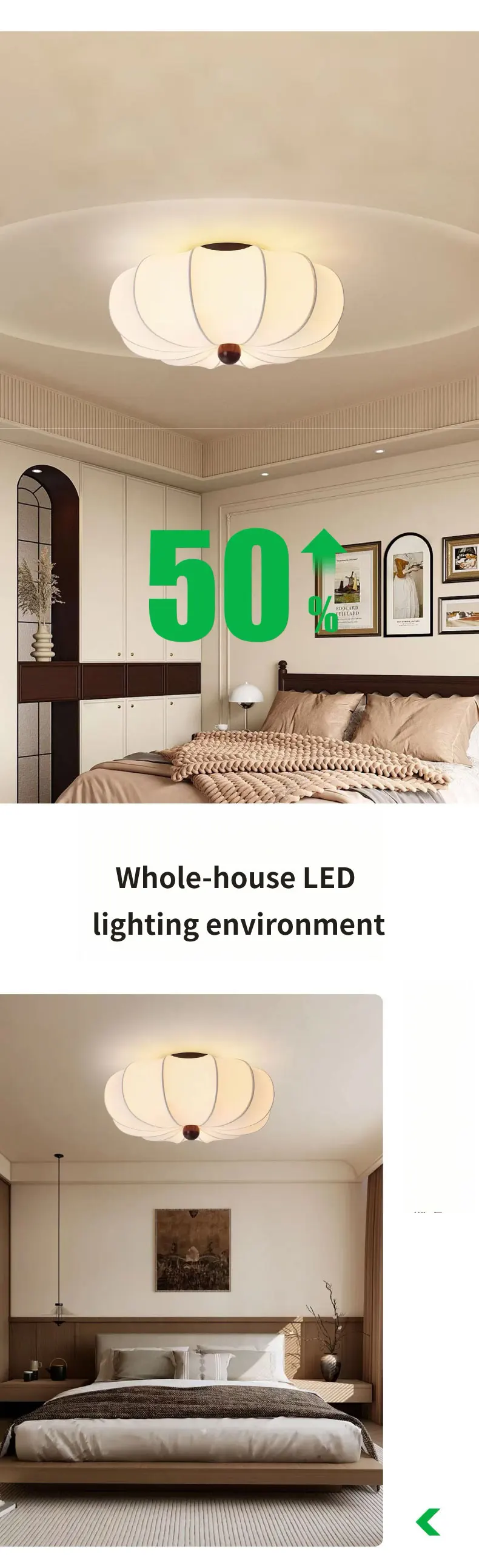 Silk LED Ceiling Lamp Bedroom Romantic White Chandelier