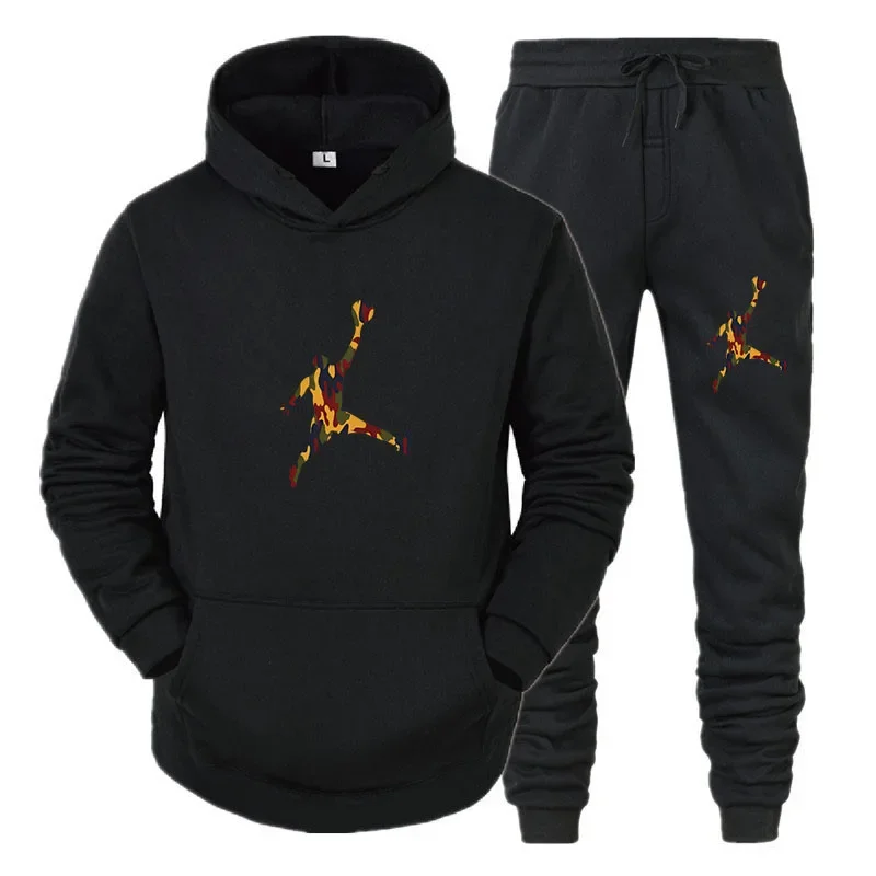 2026 New Men's Fashion Casual Zipper Tracksuits Outdoor Fitness Jogging Hooded Sets Sports Luxury Hoodie + Pants Suit Clothing