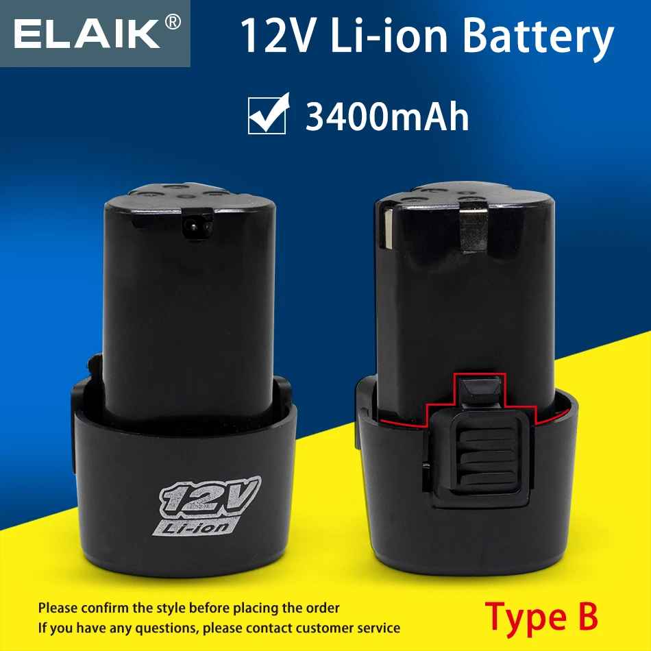 2pcs/lot  12v 3.4ah  lithium battery for electric tools is suitable for screwdrivers, drills, and other paired electric tools